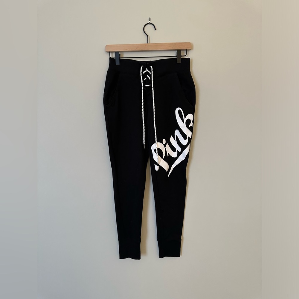 Like New Victoria’s Secret VS PINK Black and White Joggers Sweatpants - XS